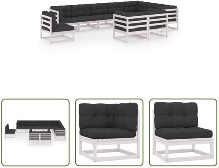 Tuinset Grenenhout - Lounge - 70x70x67 cm - Wit - Antraciet