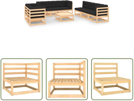 Tuinset Grenenhout - Lounge - 70x70x67cm - Antraciet kussen Grijs