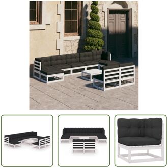 Tuinset Grenenhout - Lounge - Wit - 70x70x67 cm - 5x Middenbank - 2x Hoekbank - 1x Tafel - 2x