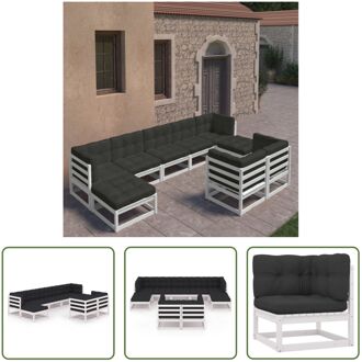 Tuinset Grenenhout - Lounge - Wit - Antraciet - 70x70x67 cm