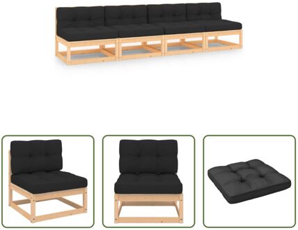 Tuinset Grenenhout Massief - Loungeset - 70x70x67 cm - Antraciet Grijs