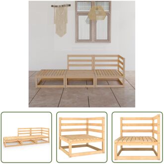 Tuinset Grenenhout - Midden/hoekbank 70x70x67 cm - Voetenbank 70x70x30 cm Bruin