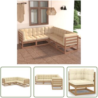 Tuinset Grenenhout - Modulair - Honingbruin - 70x70x67 cm - Inclusief Kussens