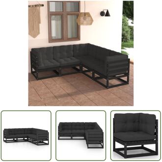 Tuinset Grenenhout - Modulair - Zwart - 70x70x67 cm - Inclusief kussens