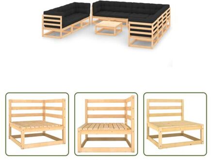 Tuinset Grenenhout - Modulaire Loungeset - incl - Kussens - 70x70x67 cm Grijs