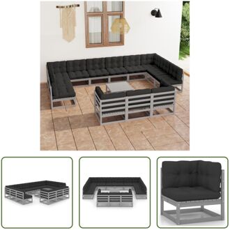 Tuinset - Grenenhout - Rustieke Charme - Hoekbank- 70x70x67 cm - Middenbank- 70x70x67 cm - Tafel- Grijs