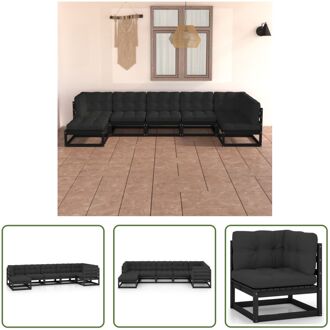 Tuinset - Grenenhout - Zwart - 70x70x67cm - Inclusief Kussens