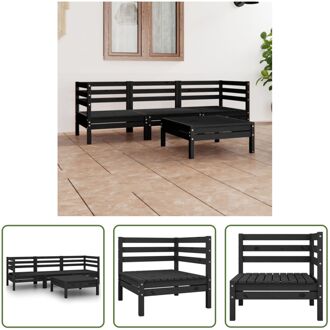 tuinset Grenenhout - zwart - hoekbank 63.5x63.5x62.5cm - middenbank 63.5x63.5x62.5cm - tafel