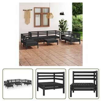 Tuinset Grenenhout - Zwart - Middenbank 63.5x63.5x62.5 cm - Hoekbank 63.5x63.5x62.5 cm - Tafel