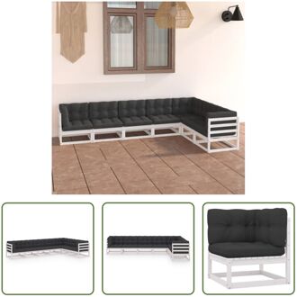 Tuinset Grenenhouten - Lounge - 70x70x67 cm - Wit - Antraciet