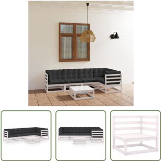 Tuinset Grenenhouten - Lounge - 70x70x67cm - Wit - Antraciet