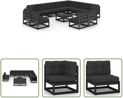 Tuinset Grenenhouten - Loungeset - 70 x 70 x 67 cm - Zwart - Antraciet