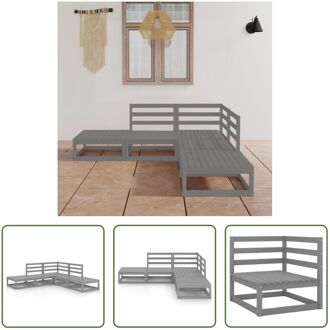 Tuinset Grijs Massief Grenenhout - 70 x 70 x 67 cm (B x D x H) - modulaire loungeset