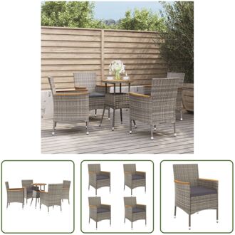 Tuinset - Grijs - PE-rattan - Gepoedercoat staal - Acaciahout - 55x75 cm - 61x60x88 cm - 100%