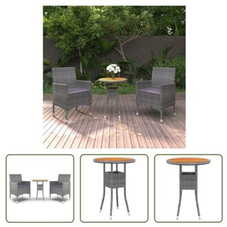 Tuinset - Grijs - Rattan/Staal/Acaciahout - 60x75cm - Ergonomisch design