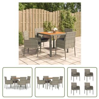 Tuinset Grijs The Living Store - - Tuinset - 90 x 90 x 75 cm - PE-rattan - Acaciahout