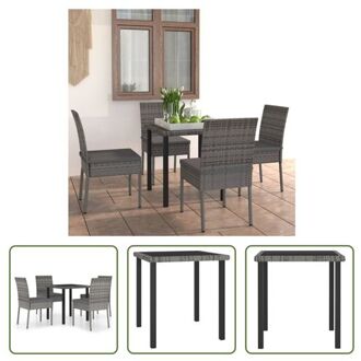 Tuinset - Grijs/Zwart - Poly Rattan - 70 x 70 x 73 cm - 4 Stoelen - 57 x 44 x 88 cm