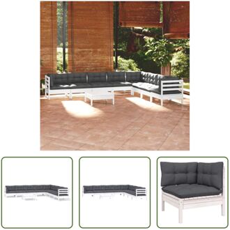 Tuinset Hoekbank - Grenenhout - Wit - 63.5 x 63.5 x 62.5 cm - inclusief kussens