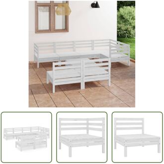 Tuinset - Hout - Hoek/middenbank- 63.5 x 63.5 x 62.5 cm - Voetenbank/tafel- 63.5 x 63.5 x 28.5 cm - Wit