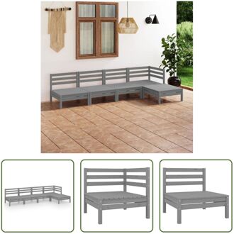 Tuinset - Hout - Modulair - Grijs - 63.5x63.5x62.5 cm - Inclusief hoekbank - 3x middenbank en