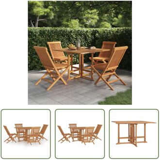 Tuinset - Houten - Inklapbaar - Teakhout - 110x110x75 cm - 4 Stoelen Bruin