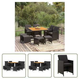 Tuinset - Klassiek - PE-rattan - Zwart - 109 x 107 x 74 cm - Stoel- 52 x 56 x 85 cm