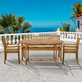 Tuinset 'Larissa' 2 stoelen + 1 bank + 1 uitschuifbare tafel, Acaciahout