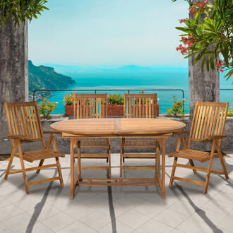 Tuinset 'Larissa' 4 stoelen + 1 uitschuifbare tafel, Acaciahout