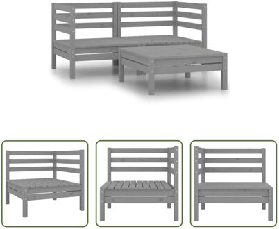 Tuinset - Lounge - Grenenhout - Grijs - 63.5x63.5x62.5 cm - Modulair design