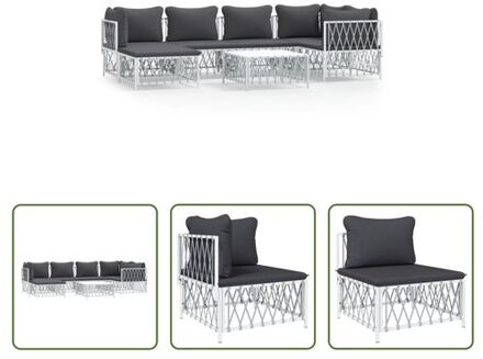 Tuinset - Lounge - Modulair ontwerp - Wit - Geweven stof - 72x72x66cm - Draagvermogen 110kg