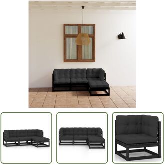 Tuinset - Loungeset - Grenenhout - Zwart - 70x70x67 cm