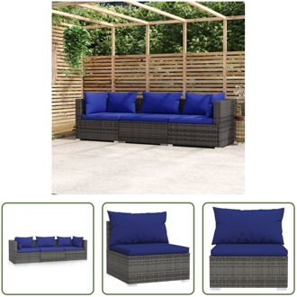 Tuinset - Modulair ontwerp - Waterdicht PE-rattan - Grijs - 70x70x60.5 cm - Inclusief kussens