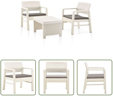 Tuinset - naam - Loungeset - Afmetingen- afmetingen tafel - afmetingen stoel - Materiaal- Kunststof Wit