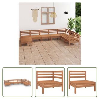 Tuinset Pallet Grenenhout - Hoekbank 63.5x63.5x62.5 - Voetenbank/Tafel 63.5x63.5x28.5 - Honingbruin