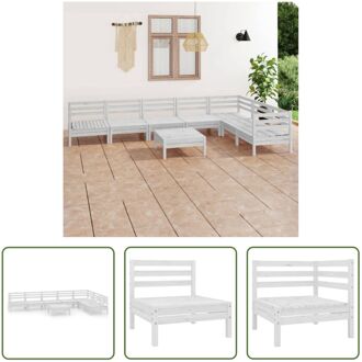 Tuinset Pallet - Hout - Wit - 63.5x63.5x62.5 cm - Inclusief 3 hoekbanken - 4 middenbanken en 1