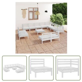 tuinset Pallet - Massief grenenhout - Wit - 63.5 x 63.5 x 62.5 cm - Modulair