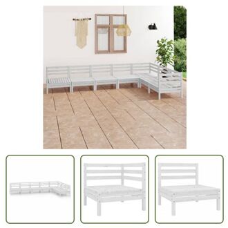 Tuinset - Palletontwerp - Grenenhout - Modulair - Wit - 63.5x63.5x62.5 cm