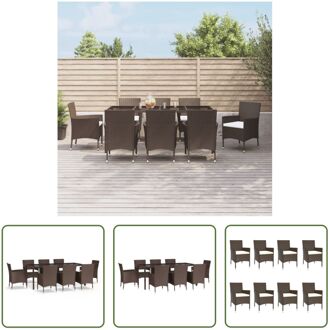 Tuinset - PE-rattan - 190 x 90 x 75 cm - Bruin - Tafel en 8 stoelen