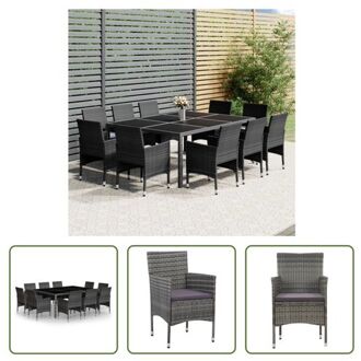 Tuinset - PE-rattan - 200x150x75 cm - Grijs