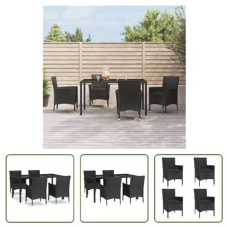 Tuinset - PE-rattan - 4 stoelen - 150 x 90 x 75 cm - Zwart