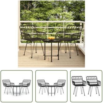 tuinset - PE-rattan - 50 x 55 cm tafel - 56 x 64 x 80 cm stoel - zwart