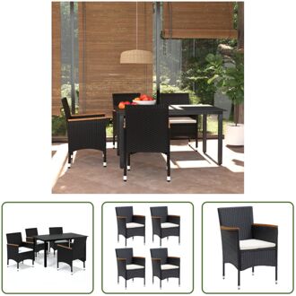 Tuinset - PE-rattan - Acaciahout - Zwart - 150x90x74 cm