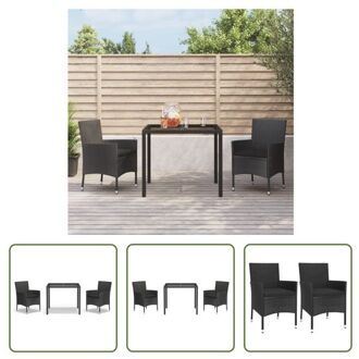 Tuinset - PE-rattan - Eethoek - 90x90x75 cm - Zwart