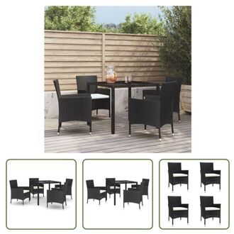 Tuinset - PE-rattan - Eethoek - 90x90x75 cm - Zwart