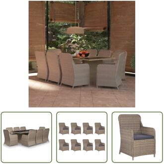 Tuinset - PE-rattan en gepoedercoat staal - 200 x 100 x 74 cm - Bruin/Zwart