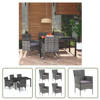 Tuinset - PE-rattan - HKC tafelblad - 150x90x74 cm - zwart - grijs