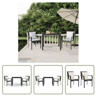 Tuinset - PE-rattan - Zwart - 59 x 53.5 x 88 cm - Weerbestendig