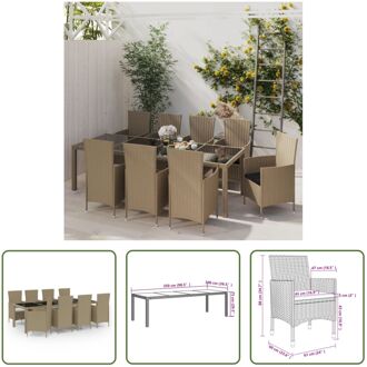 Tuinset - Poly rattan - Beige - 250x100x75 cm - Gepoedercoat staal