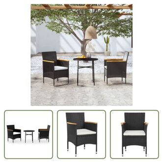 Tuinset - Poly Rattan - Eetset met Tafel en Stoelen - Zwart/Bruin - 45x45 cm - Weerbestendig