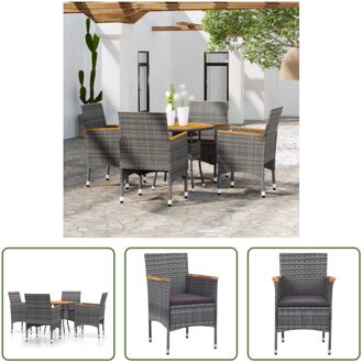 Tuinset Poly Rattan - Grijs - 80x75 cm - Met kussens